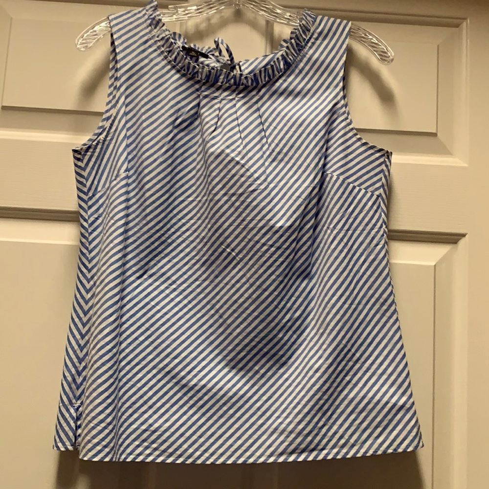 Talbots small petite white blue striped tie tank